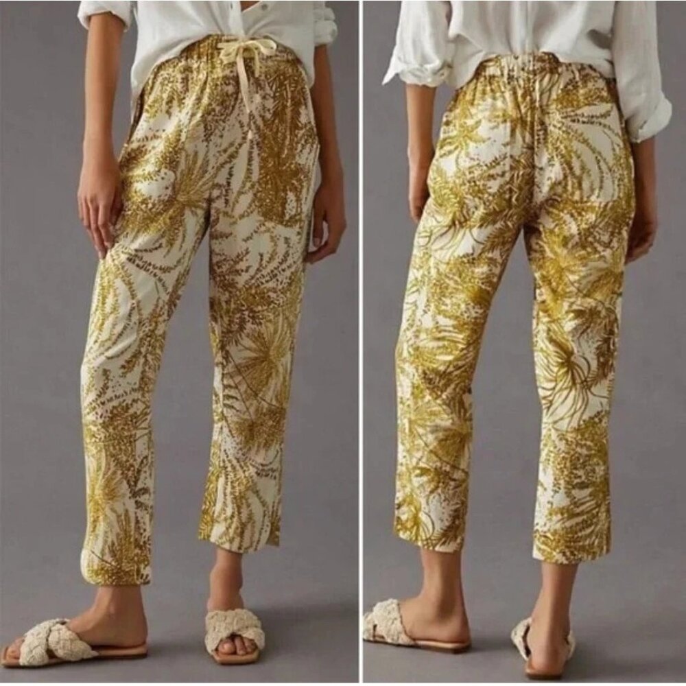 Anthropologie PILCRO Women's The Cottage Linen Blend Floral Surf Pants Size S